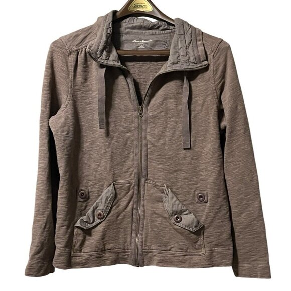 Eddie Bauer Womens‎ Size XL Zip Up Jacket Lightweight Brown Classic City Preppy - Picture 1 of 10